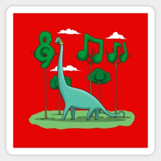 Music Inspired Cute Dinosaur Musician Composer Bach Brachiosaurus Renaissance Baroque Cartoon Sticker